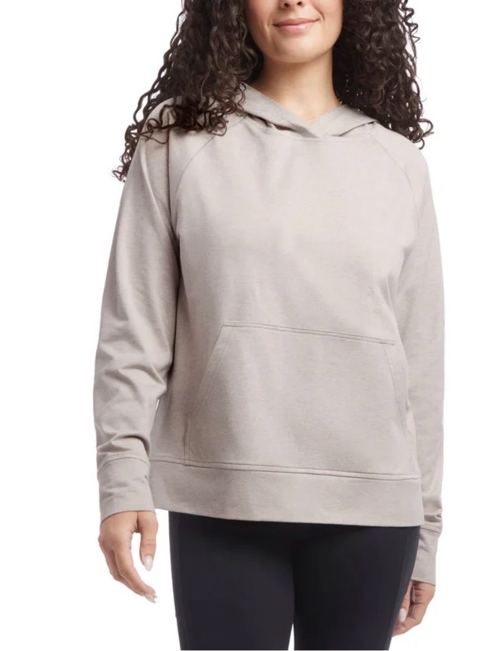 Danskin Light Taupe Hooded Pullover Sweatshirt
